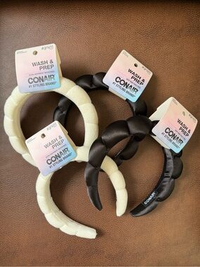 CONAIR Wash & Prep Spa Bubble Headbands in Ivory, Black, Pink